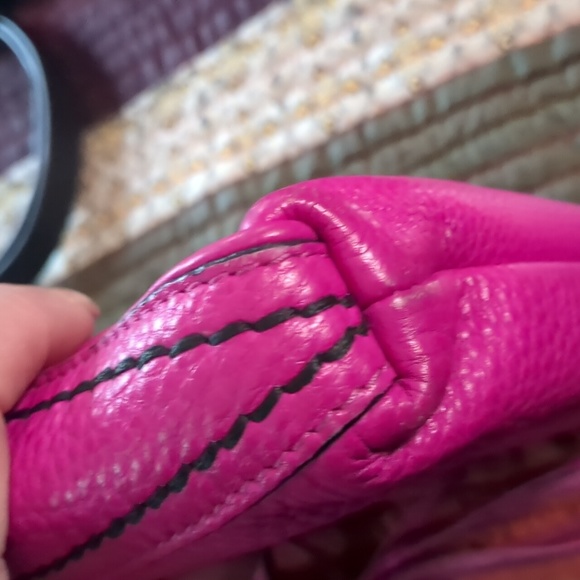 DANIER* Genuine leather hot pink crossbody bag front pouch zip top 2comp - Picture 15 of 17